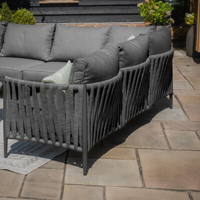 Maze - Milan Rope Weave Large Corner with Rectangular Coffee Table & 2 Armchairs - Charcoal product image