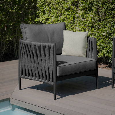 Maze - Milan Rope Weave Large Corner with Rectangular Coffee Table & 2 Armchairs - Charcoal product image