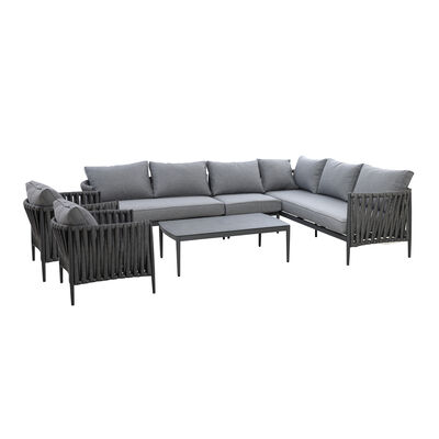 Maze - Milan Rope Weave Large Corner with Rectangular Coffee Table & 2 Armchairs - Charcoal product image