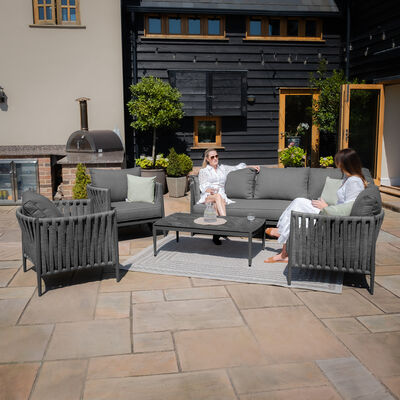 Maze - Milan Rope Weave Small Corner with Rectangular Coffee Table & 2 Armchairs - Charcoal product image
