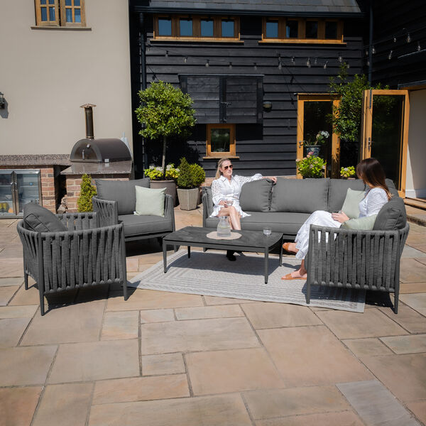 Maze - Milan Rope Weave Small Corner with Rectangular Coffee Table & 2 Armchairs - Charcoal product image