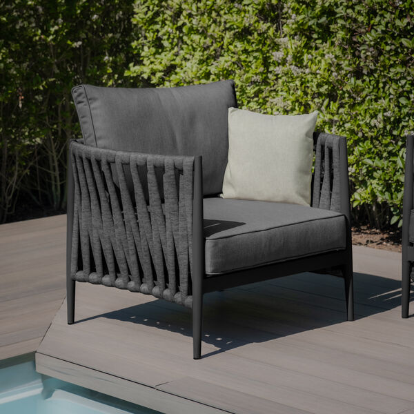 Maze - Milan Rope Weave Small Corner with Rectangular Coffee Table & 2 Armchairs - Charcoal product image
