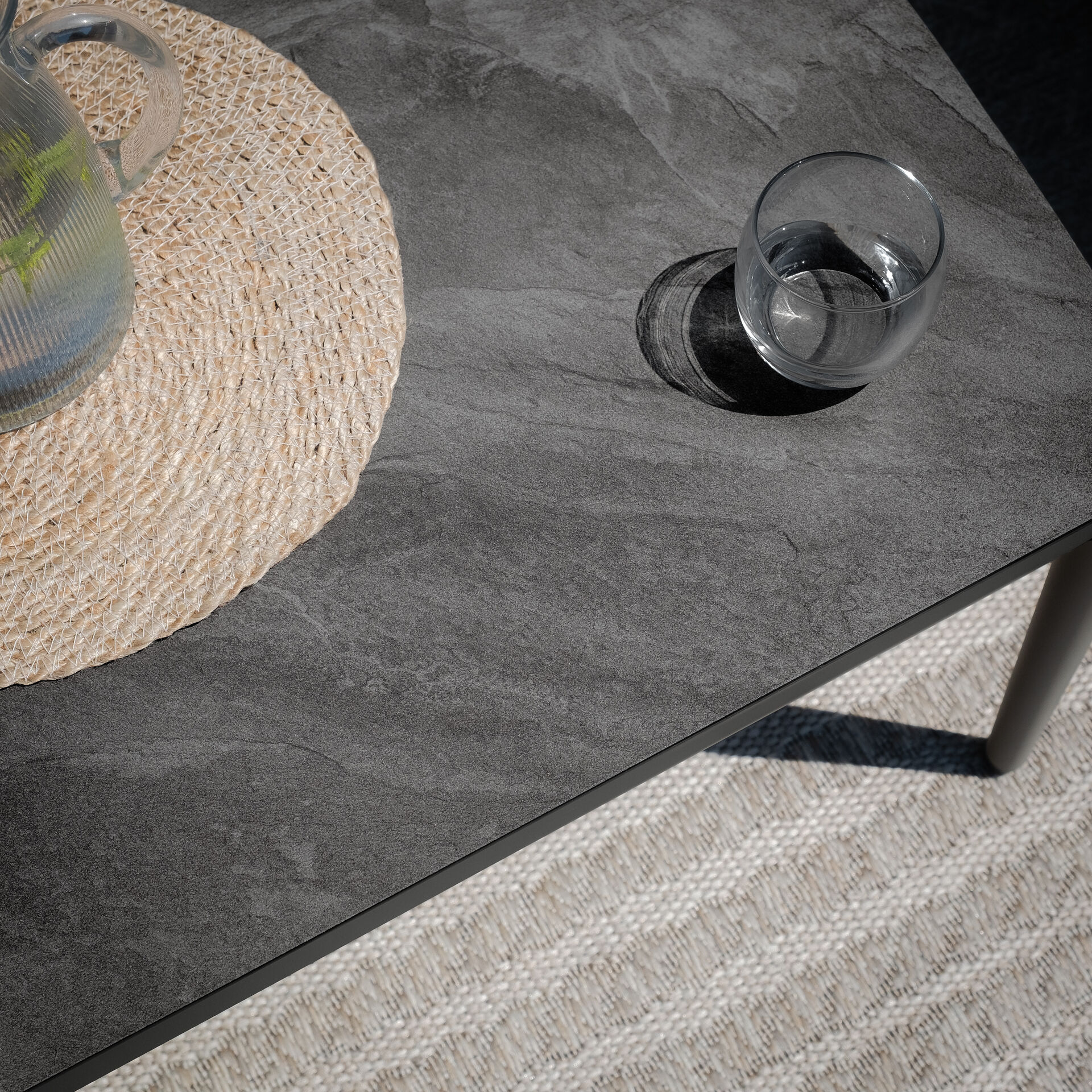 Maze - Milan Rope Weave Small Corner with Rectangular Coffee Table & 2 Armchairs - Charcoal product image