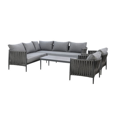 Maze - Milan Rope Weave Small Corner with Rectangular Coffee Table & 2 Armchairs - Charcoal product image