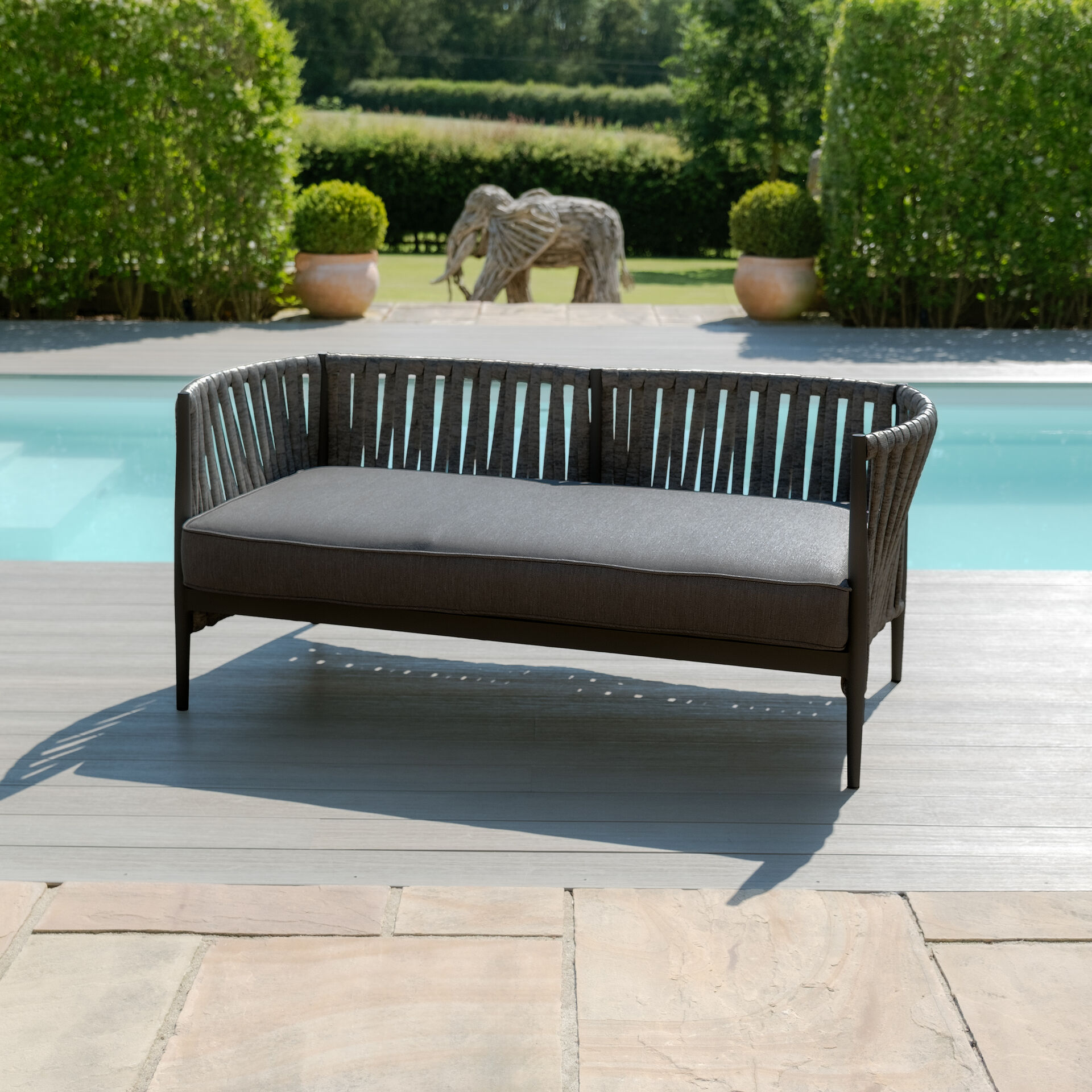Maze - Milan Rope Weave 2 Seat Sofa Set with Rectangular Coffee Table - Charcoal product image