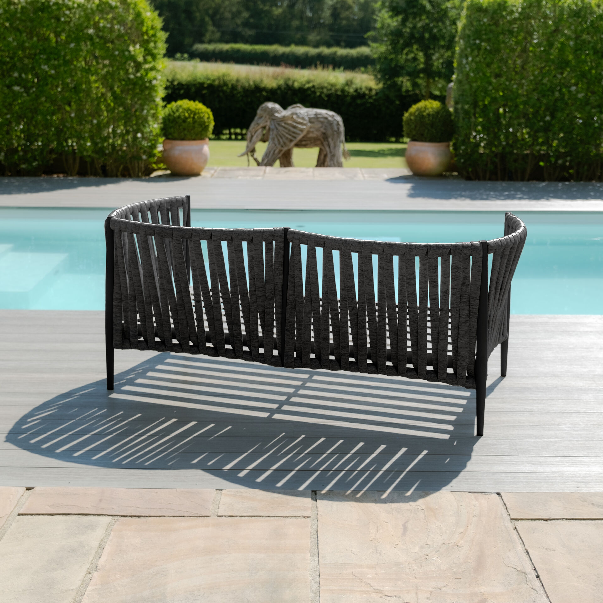 Maze - Milan Rope Weave 2 Seat Sofa Set with Rectangular Coffee Table - Charcoal product image