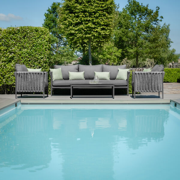 Maze - Milan Rope Weave 3 Seat Sofa Set with Rectangular Coffee Table - Charcoal product image