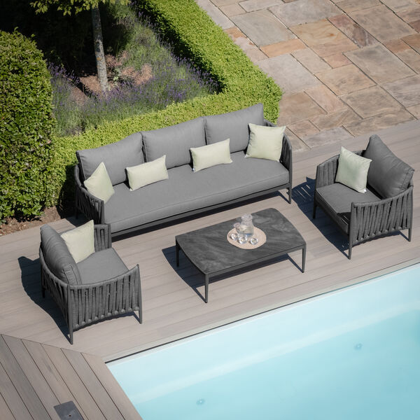 Maze - Milan Rope Weave 3 Seat Sofa Set with Rectangular Coffee Table - Charcoal product image