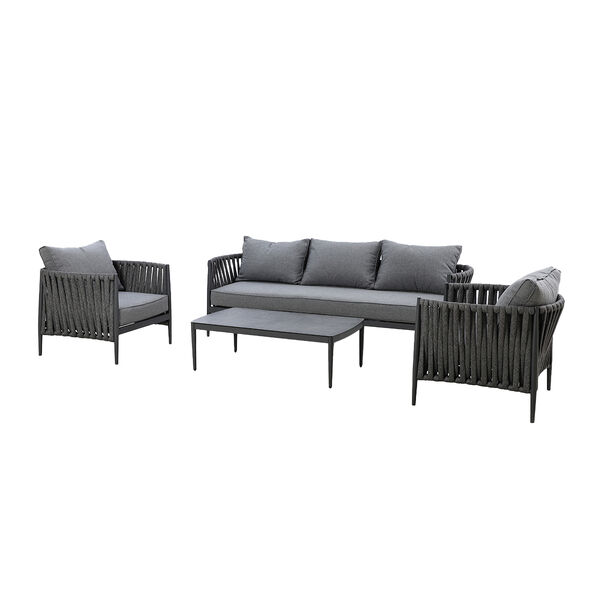 Maze - Milan Rope Weave 3 Seat Sofa Set with Rectangular Coffee Table - Charcoal product image