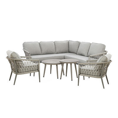 Maze - Monaco Rope Weave Small Corner with Pair of Round Coffee Tables & 2 Armchairs - Cool Linen product image