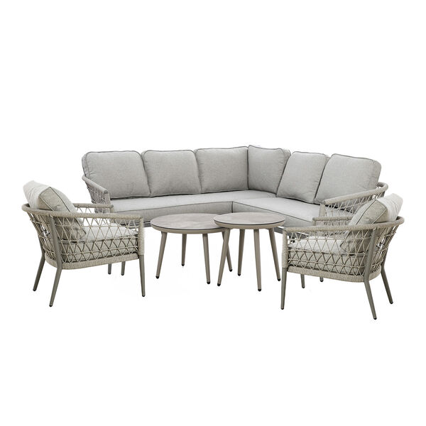 Maze - Monaco Rope Weave Small Corner with Pair of Round Coffee Tables & 2 Armchairs - Cool Linen product image