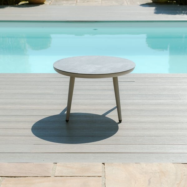 Maze - Pair of Round Coffee Tables with Ceramic Marble Effect Tops - Dawn Grey product image