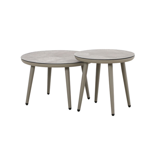 Maze - Pair of Round Coffee Tables with Ceramic Marble Effect Tops - Dawn Grey product image