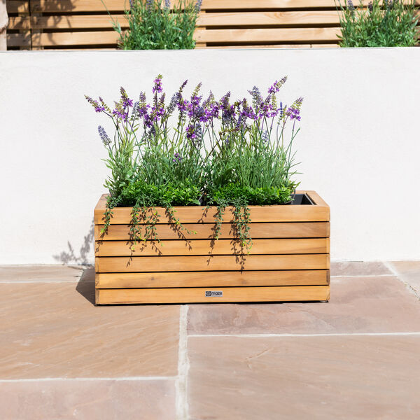 Maze - Bali Small Planter with Metal Liner - Acacia Wood product image