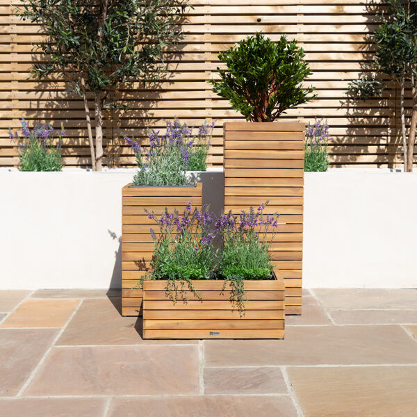 Maze - Bali Small Planter with Metal Liner - Acacia Wood product image