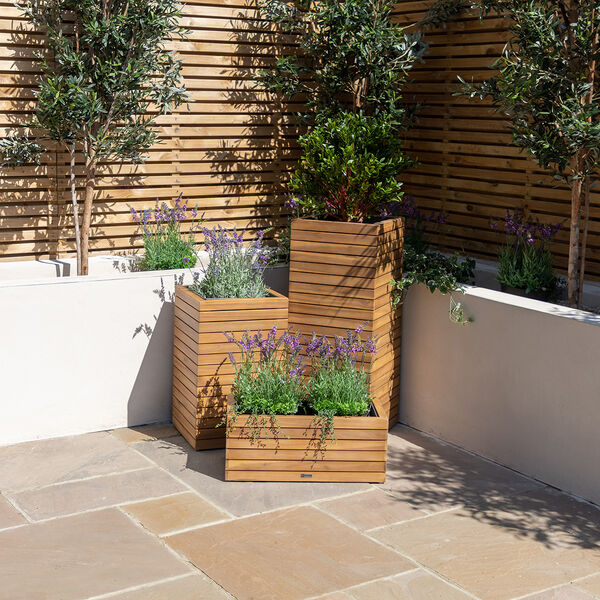 Maze - Bali Small Planter with Metal Liner - Acacia Wood product image