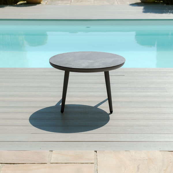 Maze - Pair of Round Coffee Tables with Ceramic Marble Effect Tops - Charcoal product image