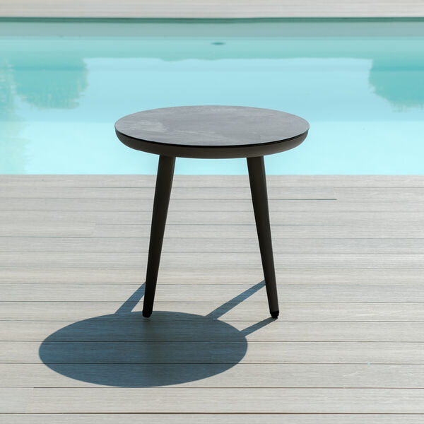 Maze - Pair of Round Coffee Tables with Ceramic Marble Effect Tops - Charcoal product image