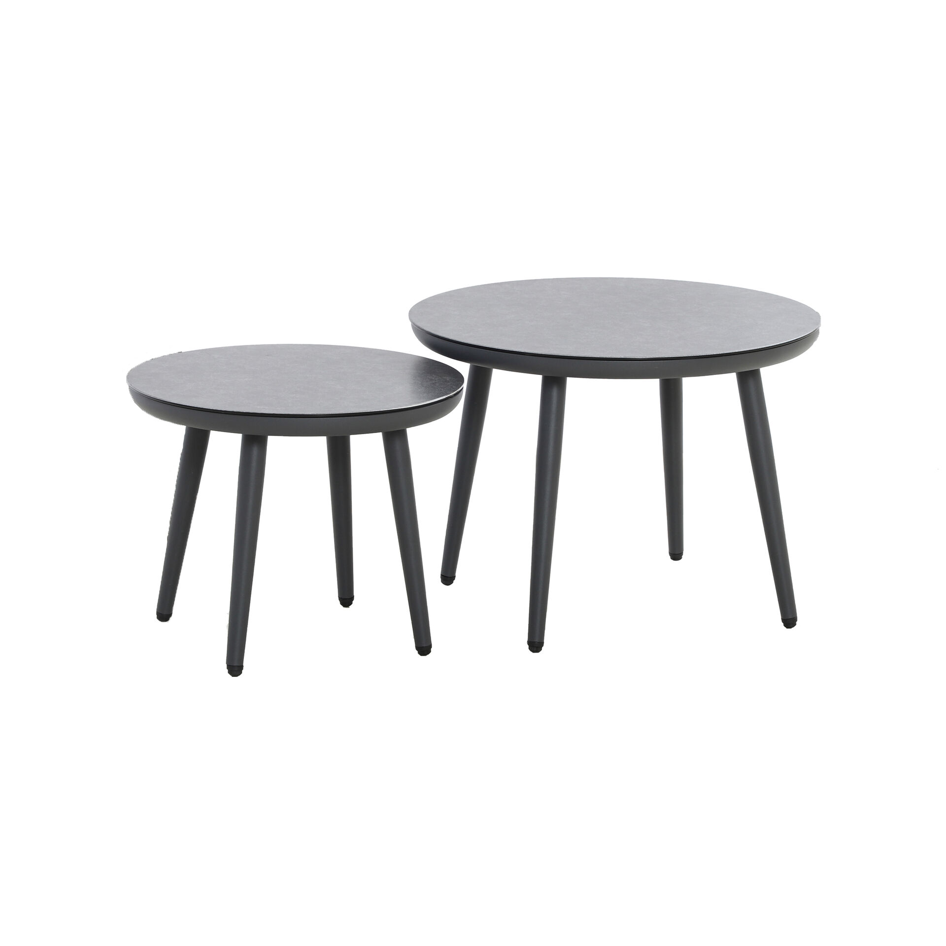 Maze - Pair of Round Coffee Tables with Ceramic Marble Effect Tops - Charcoal product image