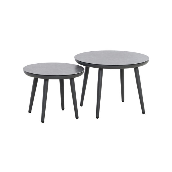 Maze - Pair of Round Coffee Tables with Ceramic Marble Effect Tops - Charcoal product image