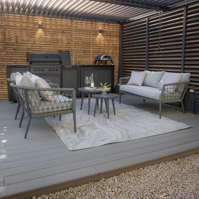 Maze - Monaco Rope Weave 2 Seat Sofa Set with Pair of Round Coffee Tables - Ivy Green product image
