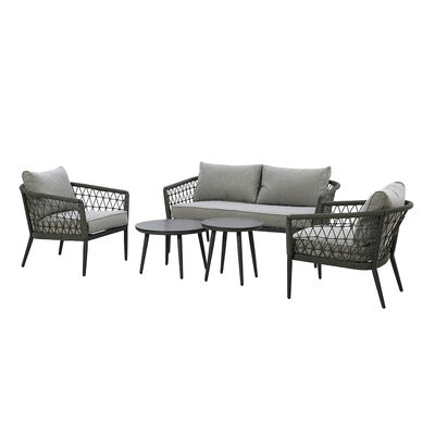 Maze - Monaco Rope Weave 2 Seat Sofa Set with Pair of Round Coffee Tables - Ivy Green product image