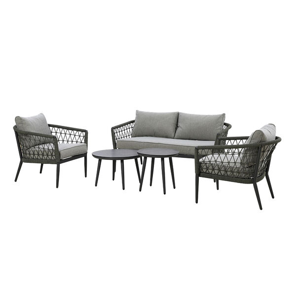 Maze - Monaco Rope Weave 2 Seat Sofa Set with Pair of Round Coffee Tables - Ivy Green product image