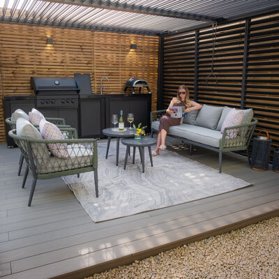 Maze - Monaco Rope Weave 3 Seat Sofa Set with Pair of Round Coffee Tables - Ivy Green product image