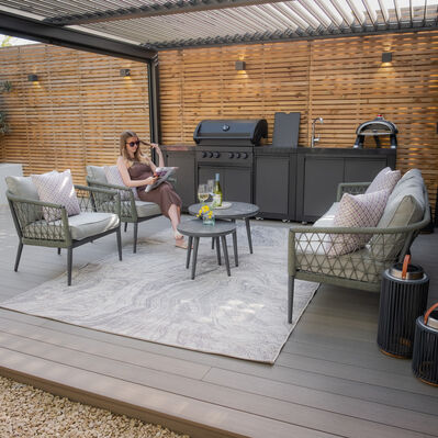 Maze - Monaco Rope Weave 3 Seat Sofa Set with Pair of Round Coffee Tables - Ivy Green product image