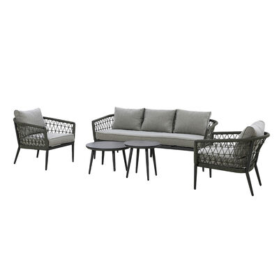 Maze - Monaco Rope Weave 3 Seat Sofa Set with Pair of Round Coffee Tables - Ivy Green product image
