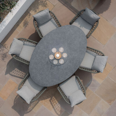 Maze - Monaco Rope Weave 6 Seat Oval Dining Set with Lazy Susan - Ivy Green product image