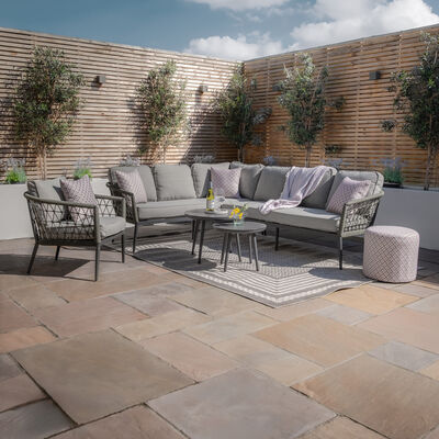 Maze - Monaco Rope Weave Large Corner with Pair of Round Coffee Tables & Armchair - Ivy Green product image