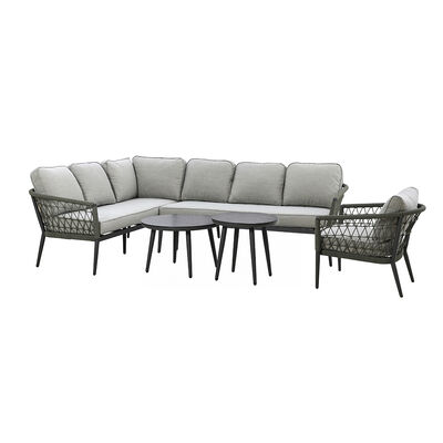 Maze - Monaco Rope Weave Large Corner with Pair of Round Coffee Tables & Armchair - Ivy Green product image