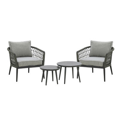 Maze - Monaco Rope Weave Lounge Set with 2 Round Coffee Tables - Ivy Green product image