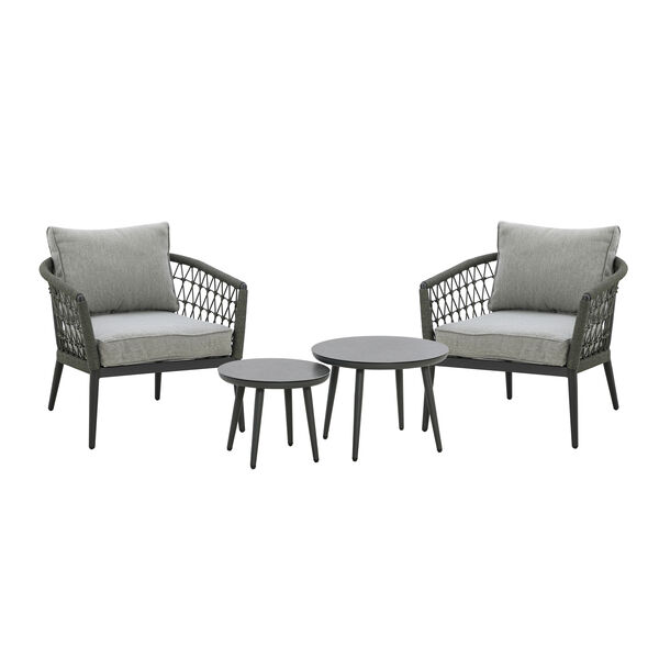 Maze - Monaco Rope Weave Lounge Set with 2 Round Coffee Tables - Ivy Green product image