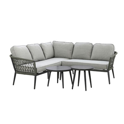 Maze - Monaco Rope Weave Small Corner with Pair of Round Coffee Tables - Ivy Green product image