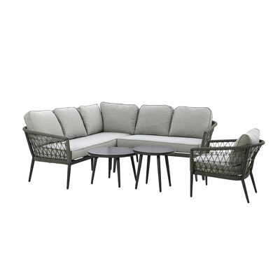 Maze - Monaco Rope Weave Small Corner with Pair of Round Coffee Tables & Armchair - Ivy Green product image