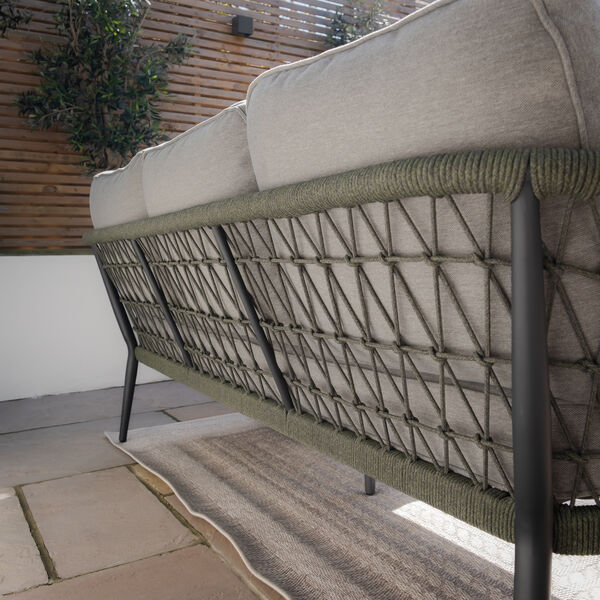 Maze - Monaco Rope Weave Small Corner with Pair of Round Coffee Tables 2 & Armchairs - Ivy Green product image
