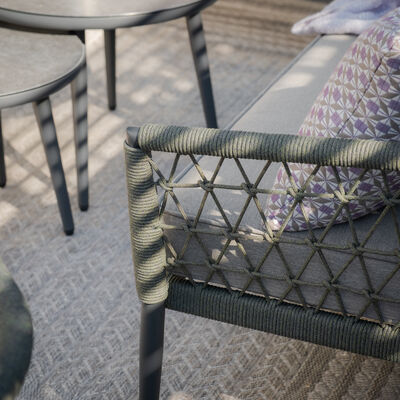 Maze - Monaco Rope Weave Small Corner with Pair of Round Coffee Tables 2 & Armchairs - Ivy Green product image