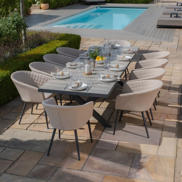 Maze - Vienna 6 - 10 Seat Extending Rectangular Dining Table with Charcoal Frame and 10 Ambition Oatmeal Outdoor Fabric Dining Chairs product image