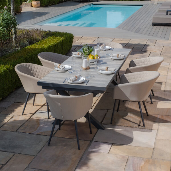 Maze - Vienna 6 - 10 Seat Extending Rectangular Dining Table with Charcoal Frame and 10 Ambition Oatmeal Outdoor Fabric Dining Chairs product image