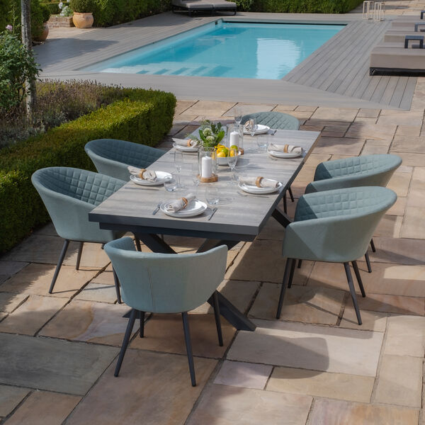Maze - Vienna 6 - 10 Seat Extending Rectangular Dining Table with Charcoal Frame and 10 Ambition Sage Green Outdoor Fabric Dining Chairs product image