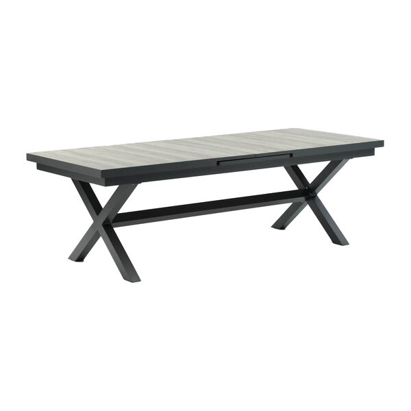 Maze - Vienna 6 - 10 Seat Extending Rectangular Dining Table with Charcoal Frame and 10 Ambition Sage Green Outdoor Fabric Dining Chairs product image