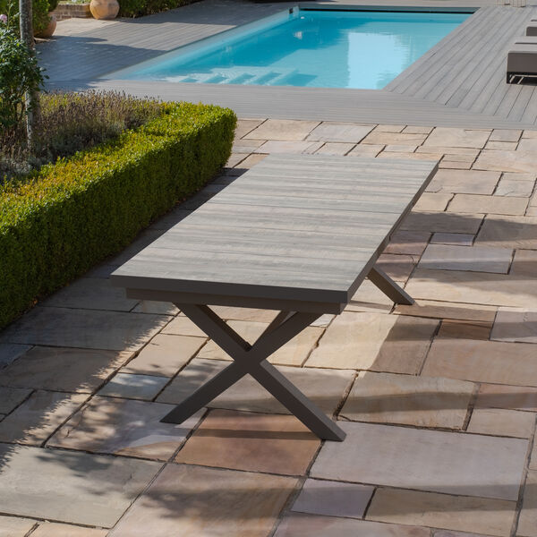 Maze - Vienna 6 - 10 Seat Extending Rectangular Dining Table with Charcoal Frame and 10 Ibiza Oatmeal Outdoor Fabric Dining Chairs product image