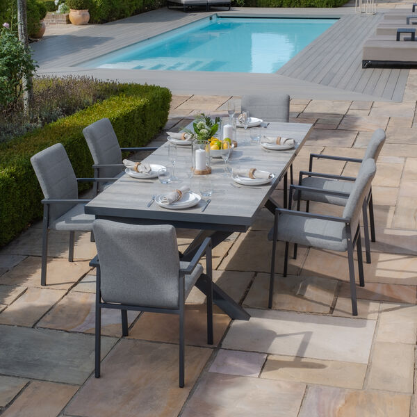 Maze - Vienna 6 - 10 Seat Extending Rectangular Dining Table with Charcoal Frame and 10 Ibiza Zinc Grey Outdoor Fabric Dining Chairs product image