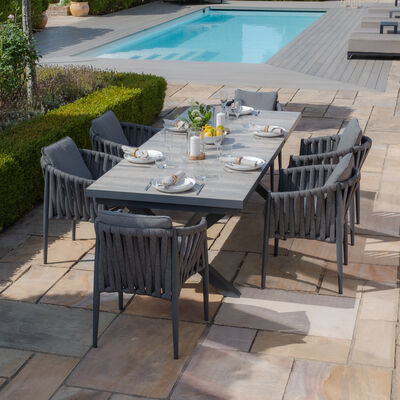 Maze - Vienna 6 - 10 Seat Extending Rectangular Dining Table with Charcoal Frame and 10 Milan Charcoal Rope Weave Dining Chairs product image