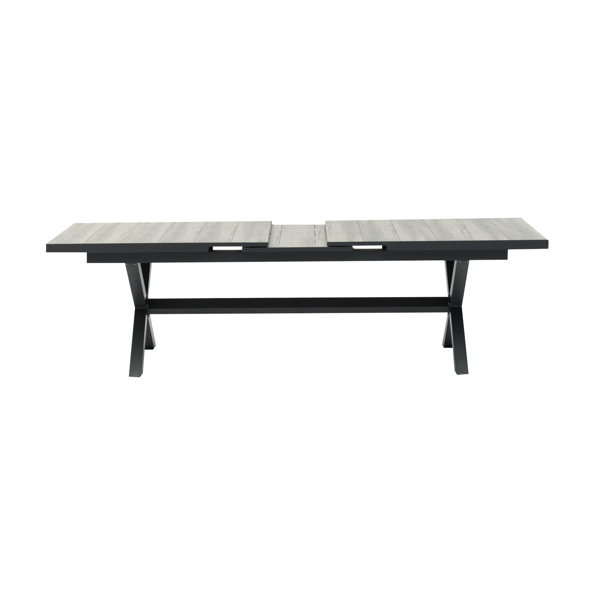Maze - Vienna 6 - 10 Seat Extending Rectangular Dining Table with Charcoal Frame and 10 Milan Charcoal Rope Weave Dining Chairs product image