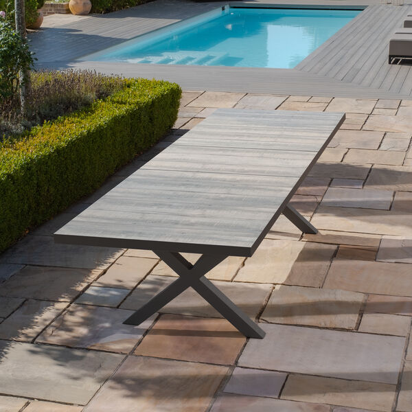 Maze - Vienna 6 - 10 Seat Extending Rectangular Dining Table with Charcoal Frame and 10 Oxford Heritage Rattan Dining Chairs product image