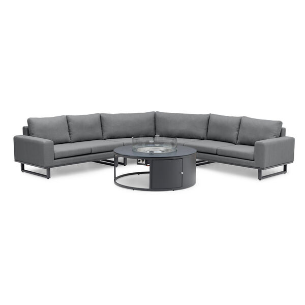 Maze - Outdoor Fabric Ethos Grande Corner Sofa Set with Round Fire Pit Table - Flanelle product image