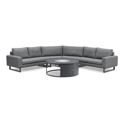 Maze - Outdoor Fabric Ethos Grande Corner Sofa Set with Round Fire Pit Table - Flanelle product image